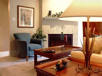 Cozy Wood burning fireplace at apartments for rent near Dallas